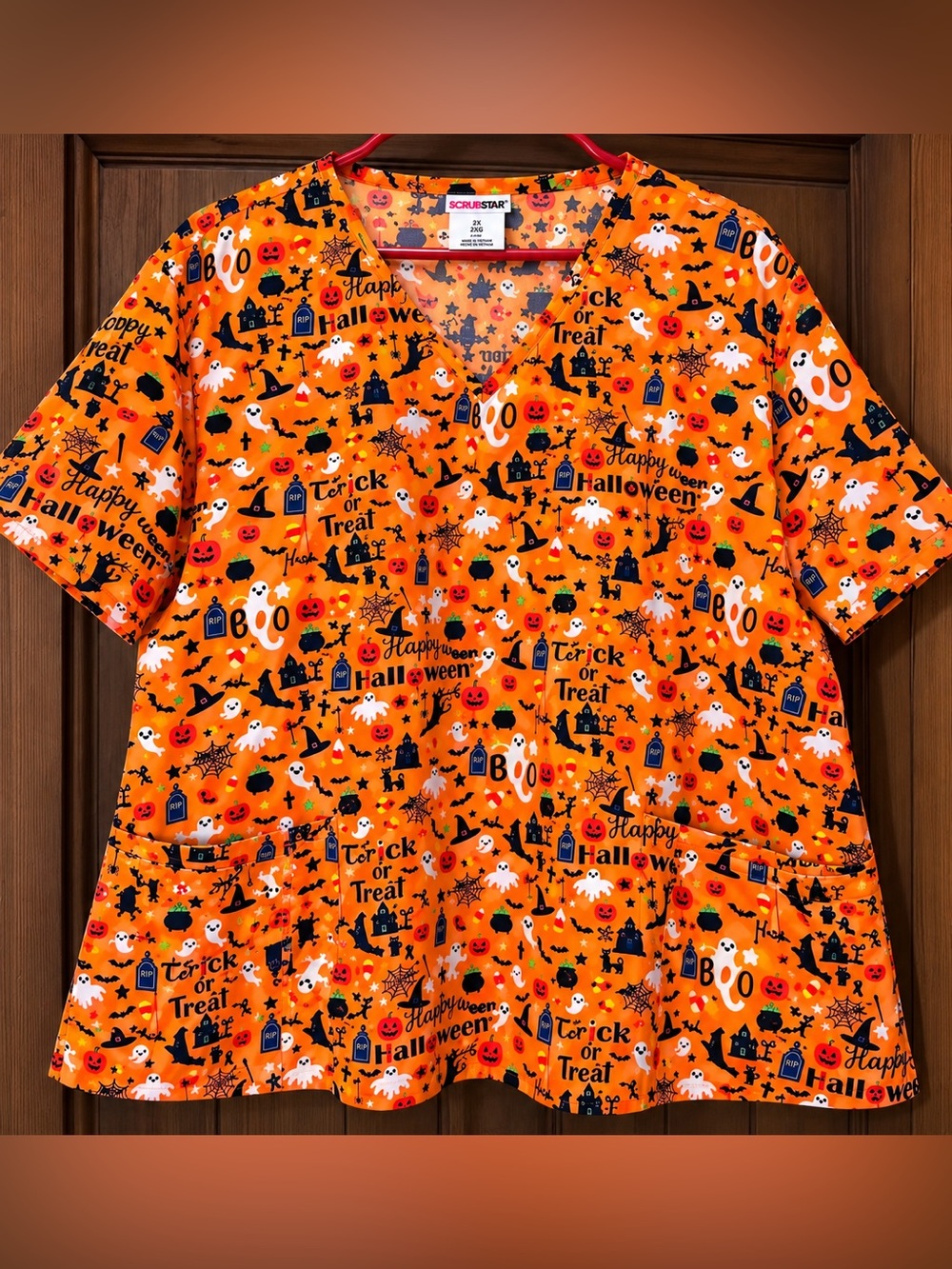 Halloween Scrub Top Plus Size 2X